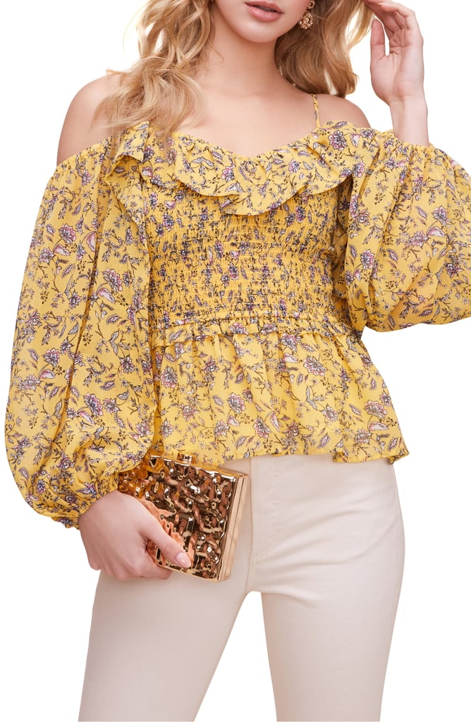 ASTR the Label Ruffle Off-the-Shoulder Smocked Top