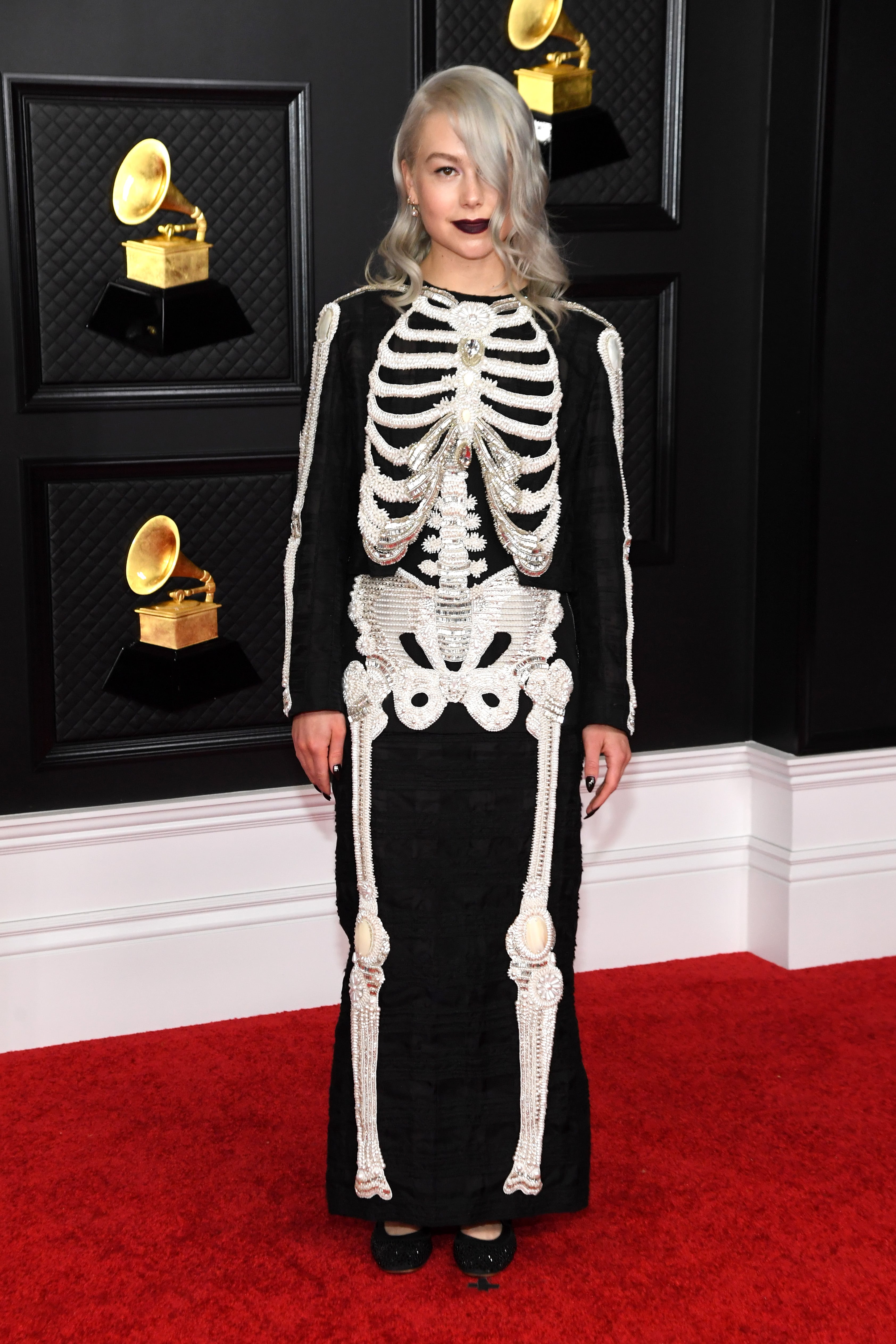 thom browne skeleton dress Phoebe Bridgers Wears to Grammys Promotion_LaborDay25 Ta-boo restaurant on Palm Color:Amalfi