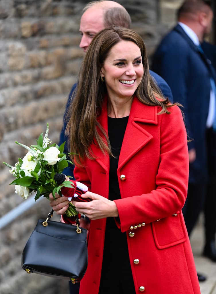 Kate Middleton Wears Red L.K. Bennett Spencer Coat in Wales