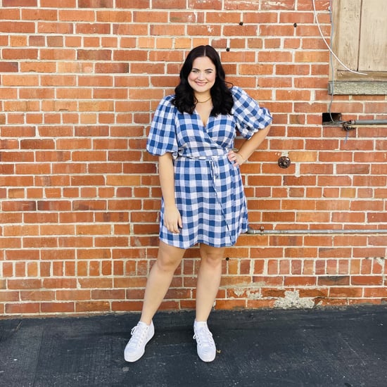 Old Navy Puff-Sleeve Gingham Mini Wrap Dress Review: Photos