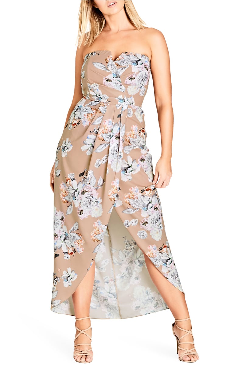 City Chic Paper Floral Print Maxi Dress