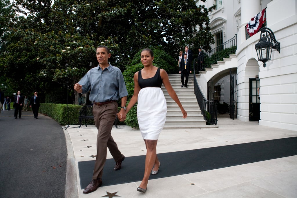 In 2009, the Obamas made their way outside the White House to shake hands with military families.