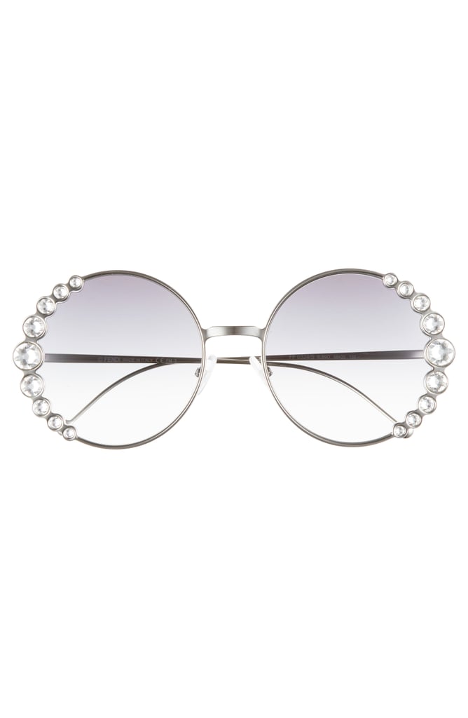Fendi Ribbons & Crystals Round Sunglasses