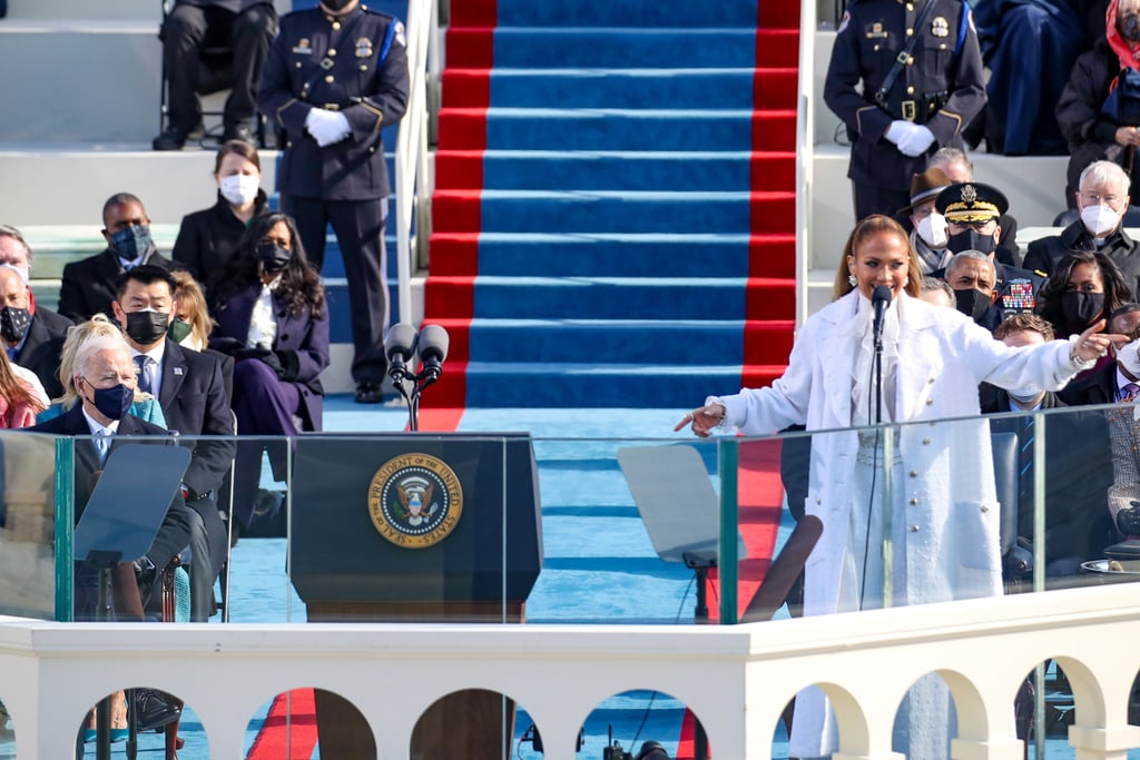 See Photos of J Lo's White Chanel Outfit on Inauguration Day