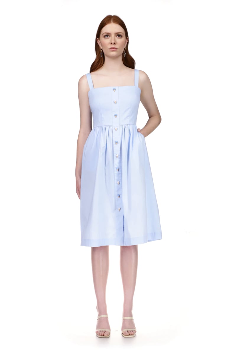 HVN Laura Cotton Dress (Pale Blue With Ice Cream Buttons)