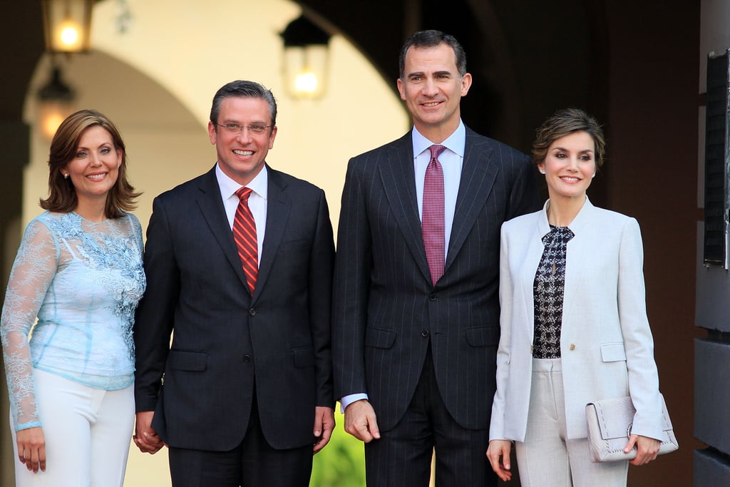 King Felipe and Queen Letizia with Governor Alejandro Garcia Padilla and First Lady Wilma Pastrana in San Juan, Puerto Rico.