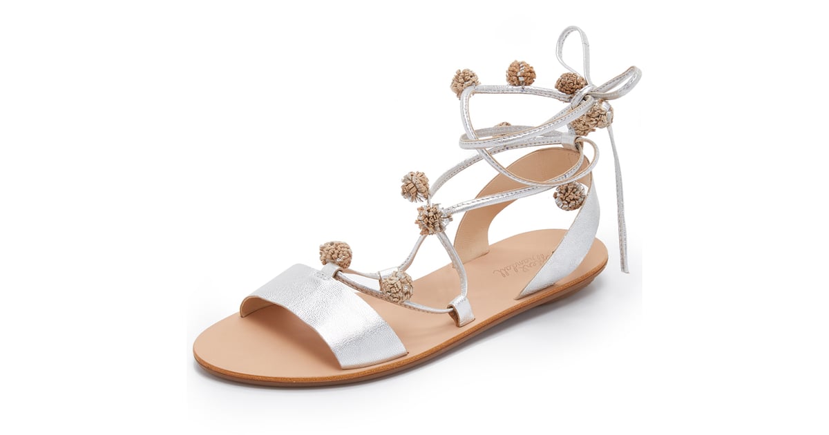 Loeffler Randall Saskia Pom Pom Lace Up Sandals ($250) | Pom-Pom Trend ...