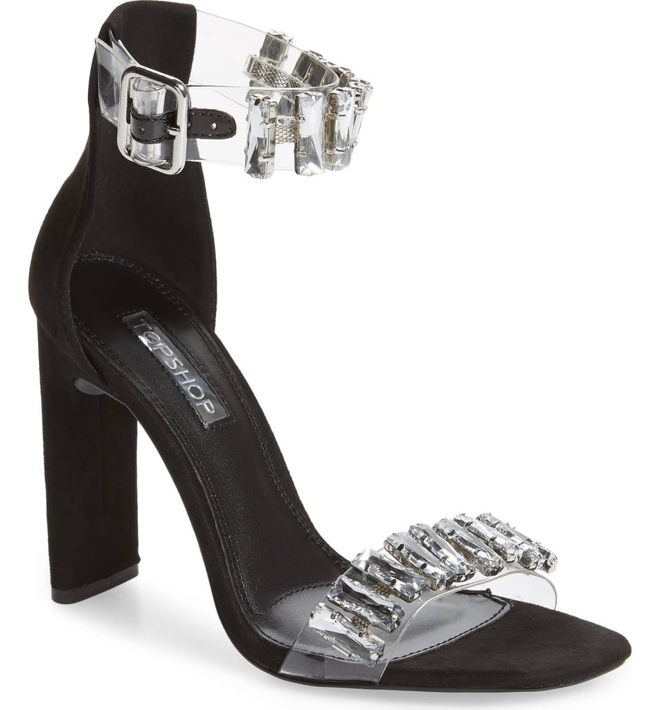 Topshop Rogue Crystal Embellished Clear Sandal | Embellished Sandals ...
