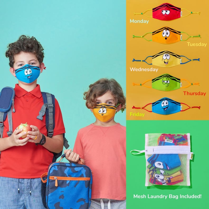 Crayola Kids Reusable Cloth Face Masks Set With Tip Faces