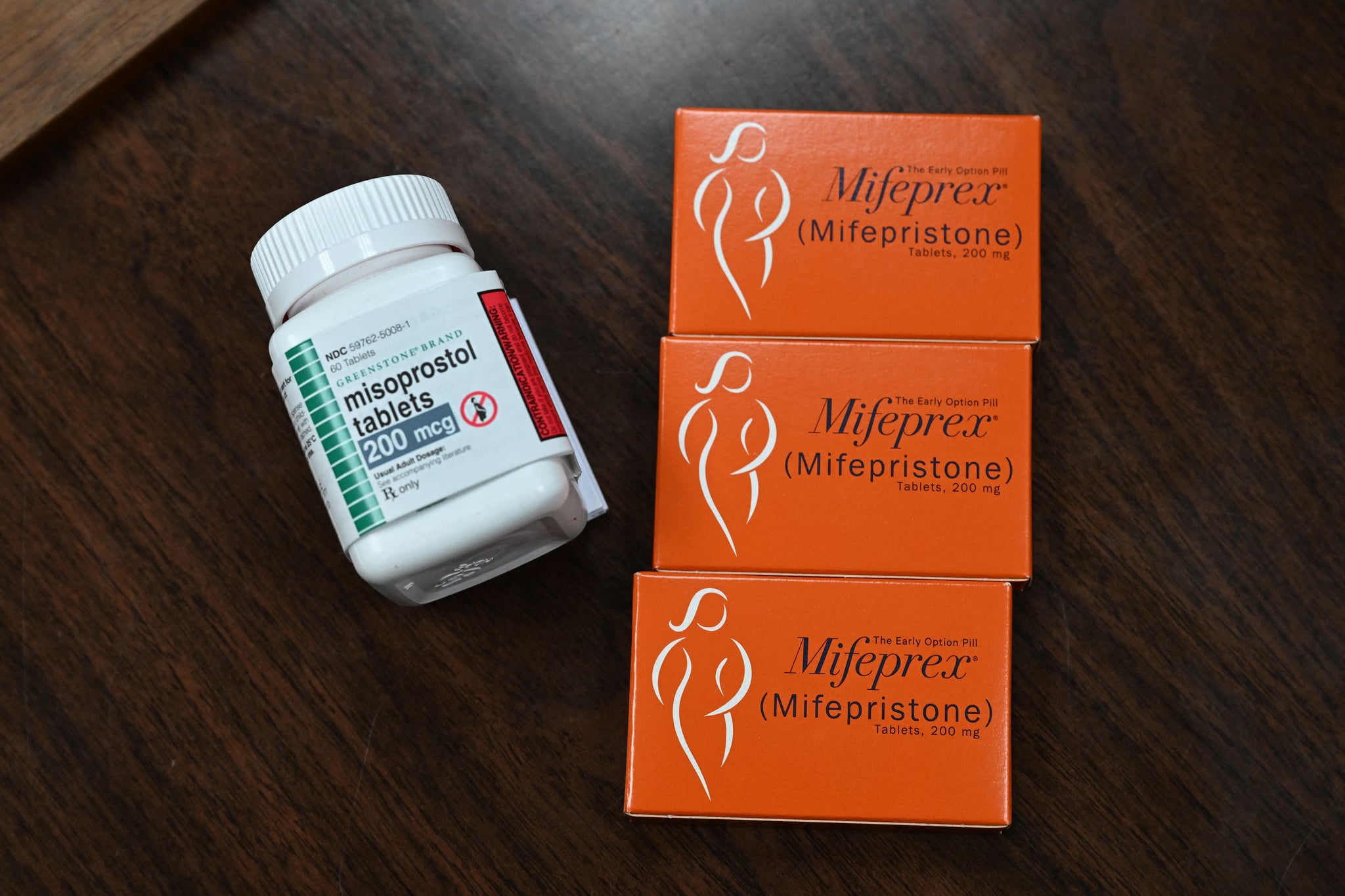 Mifepristone (Mifeprex) and Misoprostol, the two drugs used in a medication abortion, are seen at the Women's Reproductive Clinic, which provides legal medication abortion services, in Santa Teresa, New Mexico, on June 17, 2022. Mifepristone is taken first to stop the pregnancy, followed by Misoprostol to induce bleeding. - In the wake of Friday's ruling by the US Supreme Court striking down Roe v Wade and the federally protected right to an abortion, women from Texas and other states are traveling to clinics like the Women's Reproductive Health Clinic in New Mexico for legal abortion services under the state's more liberal laws. - RESTRICTED TO EDITORIAL USE (Photo by Robyn Beck / AFP) / RESTRICTED TO EDITORIAL USE (Photo by ROBYN BECK/AFP via Getty Images)