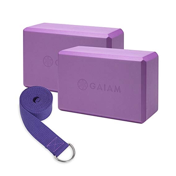 Gaiam Essentials Yoga Block 2 Pack & Yoga Strap Set