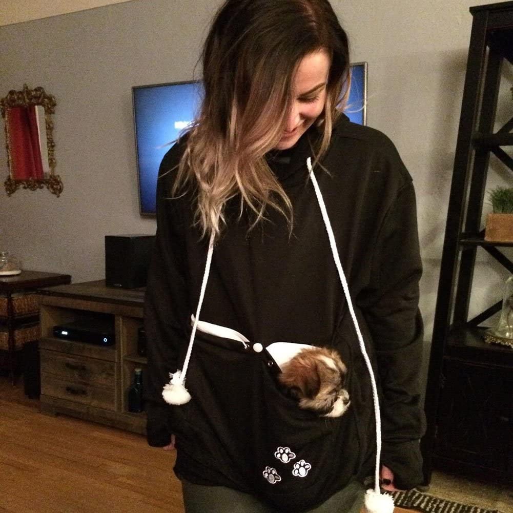 Pet Carrier Shirts Kitten Puppy Holder Animal Pouch Hood Sweatshirt