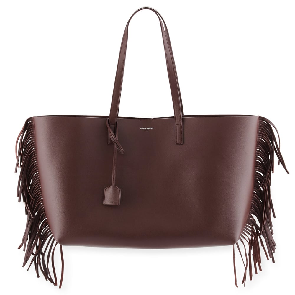 Saint Laurent Large Calfskin Fringe Shopping Tote Bag, Bordeaux ($1,150)