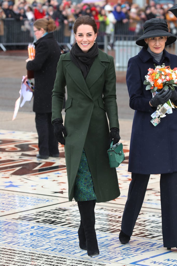 Kate Middletons Green Sportmax Coat Blackpool March 2019 Popsugar Fashion Uk 