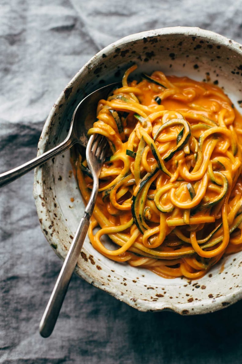 Creamy Garlic Roasted Red Pepper Zoodles