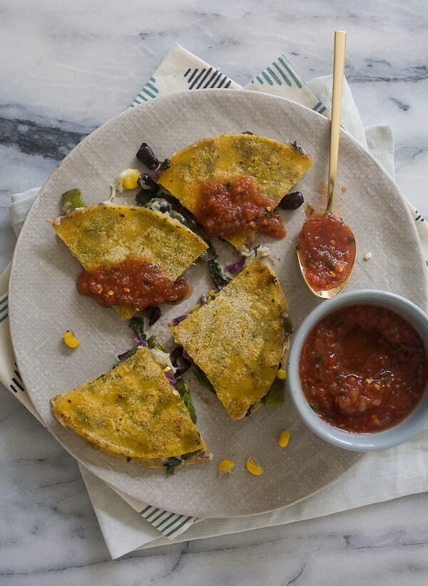 Kale and Blistered Pepper Quesadilla Slices