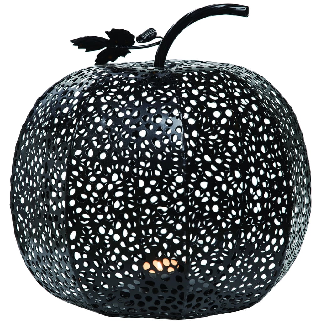 Transpac Metal Black Halloween Punched Pumpkin Candle Holder