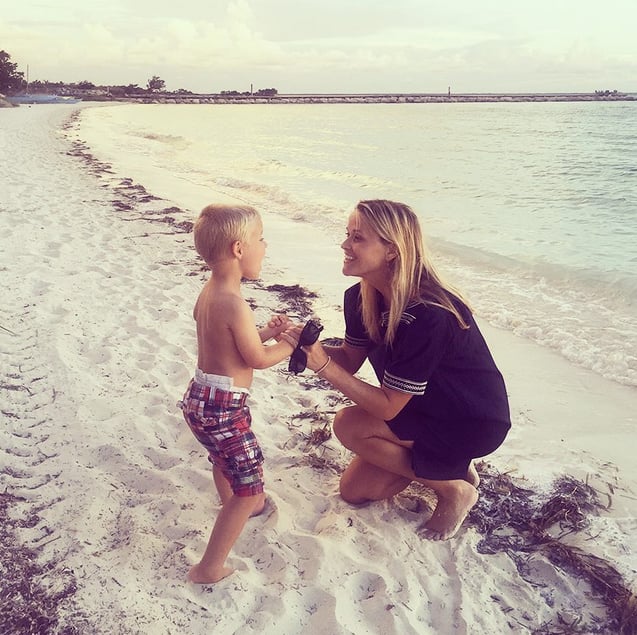 "#TBT to long walks on the beach with this little comedian #Vacation #TakeMeBack"