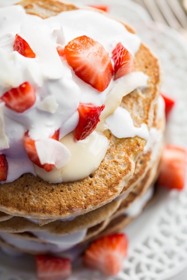 Vegan and Gluten-Free Strawberry Shortcake Pancakes