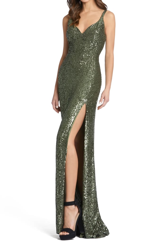 A Sequinned Gown: Mac Duggal Sequin Side Slit Column Gown