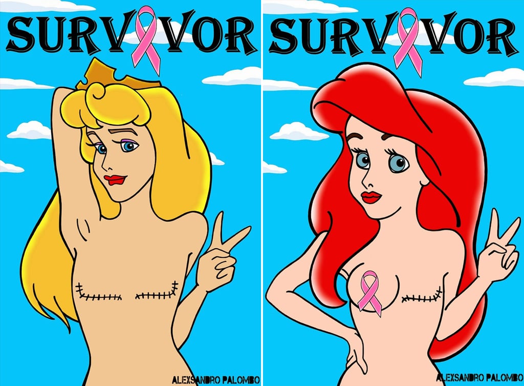 Disney Princesses as Breast Cancer Survivors Art
