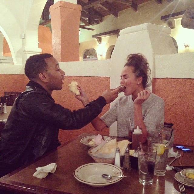 Chrissy Teigen and her husband, John Legend, fed each other.
Source: Instagram user chrissyteigen