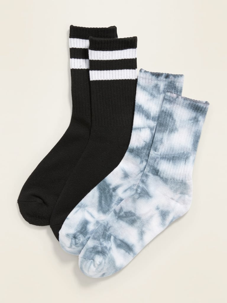 POPSUGAR x Old Navy Printed Unisex Socks 2-Pack  — Black/Gray Tie-Dye