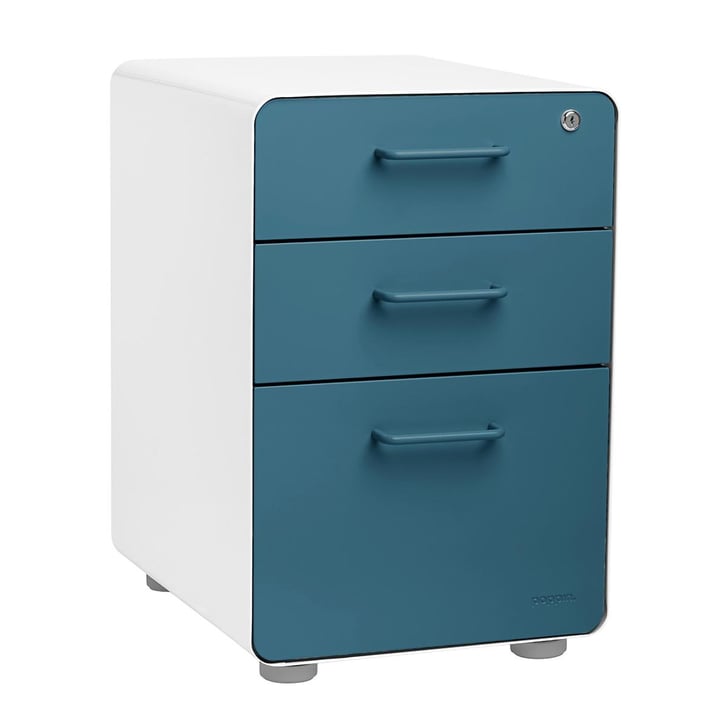 Poppin Slate Blue 3Drawer Stow Locking Filing The Most Useful and Affordable Office