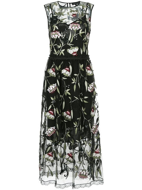 Markus Lupfer Sheer Floral Print Dress
