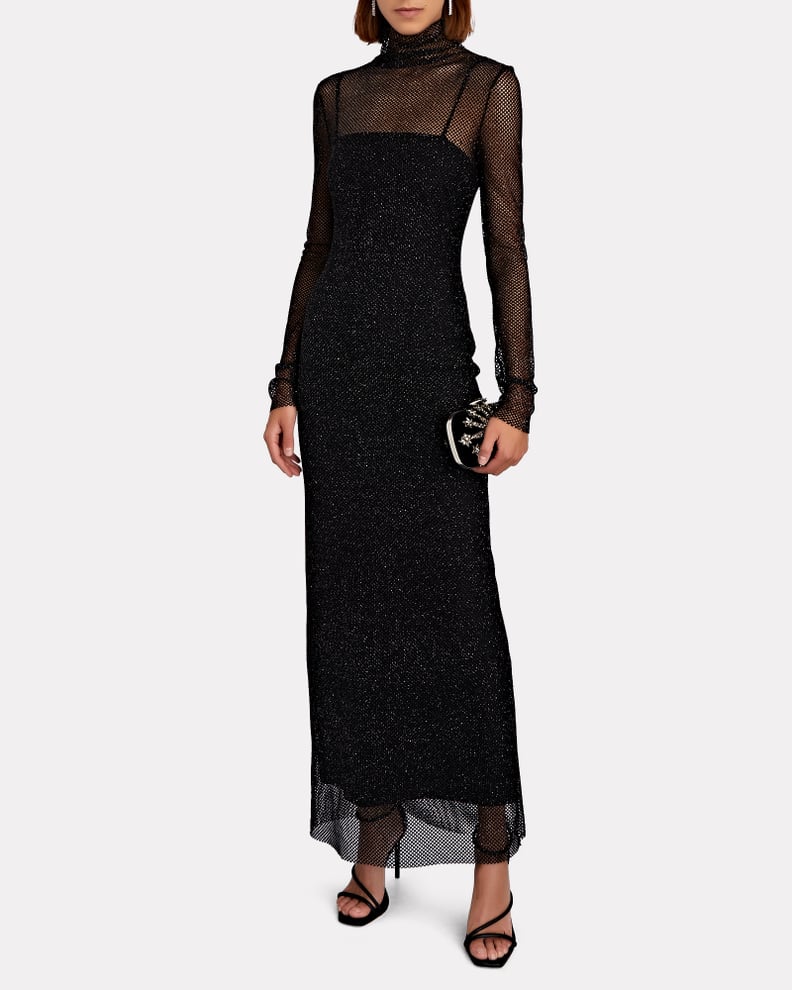 Philosophy Di Lorenzo Serafini Metallic Mesh Turtleneck Maxi Dress