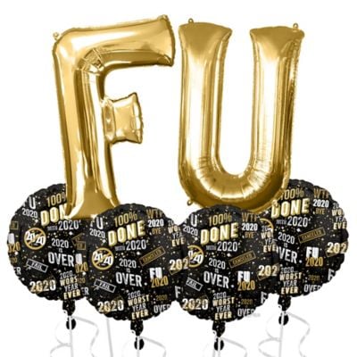FU 2020 100% Done New Year's Foil Balloon Bouquet
