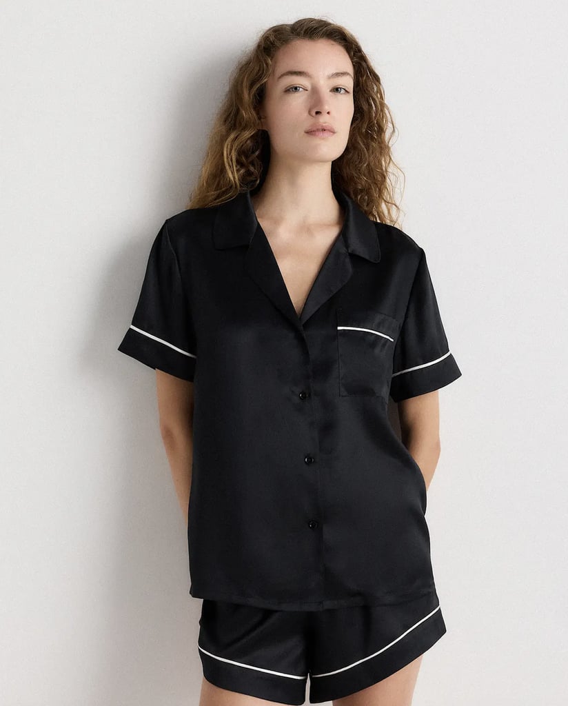 Quince 100% Washable Silk Satin Short Sleeve Pajama Top