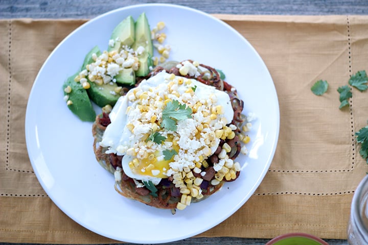 Huevos Rancheros With Spiralized Potato Tortilla