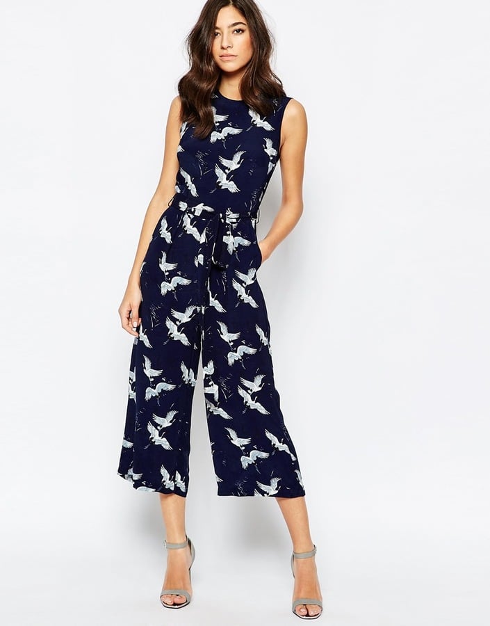 Warehouse Bird Print Cullote Jumpsuit ($106) | Summer Clothes You Can ...
