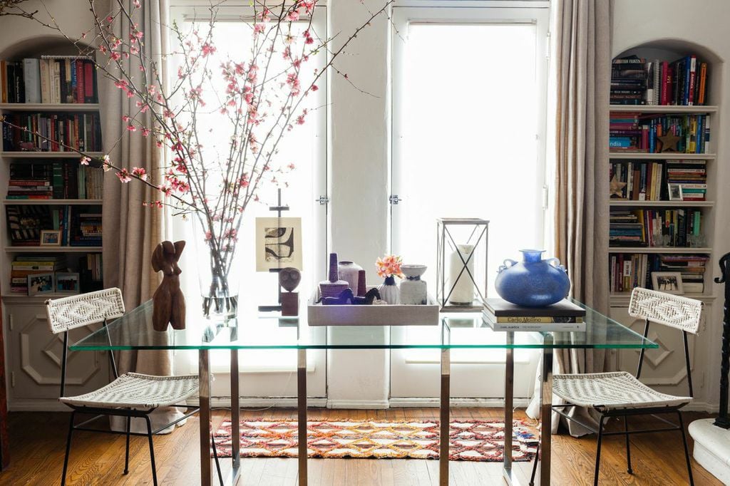 "Really large branches in a big vase add life and quickly fill up space." — Jeffrey Alan Marks
"High-gloss paint on the ceiling to make it look higher." — Kelly Wearstler
"Plexiglass anything!" — Martha Angus
"Jumping at all hand-me-downs. Even if they're not to your taste, try slipcovering furniture; cutting up textiles into lampshades, cushions, or throws; reusing the frame from a painting you don’t like; making a lamp from a vase." — Kathryn Ireland
"Pillows and scented candles." — Martyn Lawrence Bullard
"Ornate frames and double mats to make small artwork look more important and substantial." — Kenneth Brown
Source: One Kings Lane