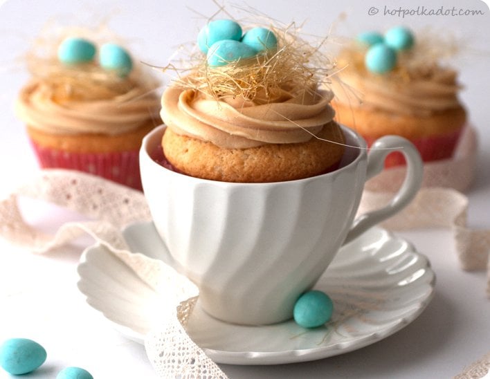 Caramel Bird's Nest Cupcakes