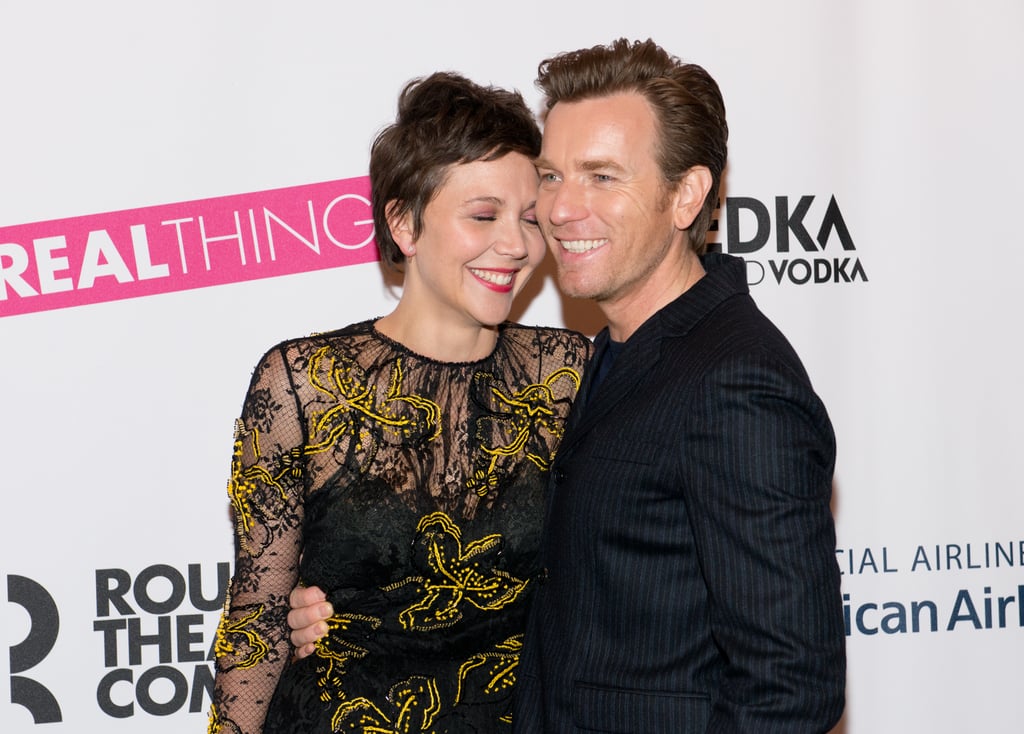 Costars Maggie Gyllenhaal and Ewan McGregor embraced at the opening night of The Real Thing on Broadway in NYC on Thursday.