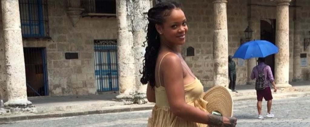Rihanna Pleated Skirt and Top in Cuba 2018