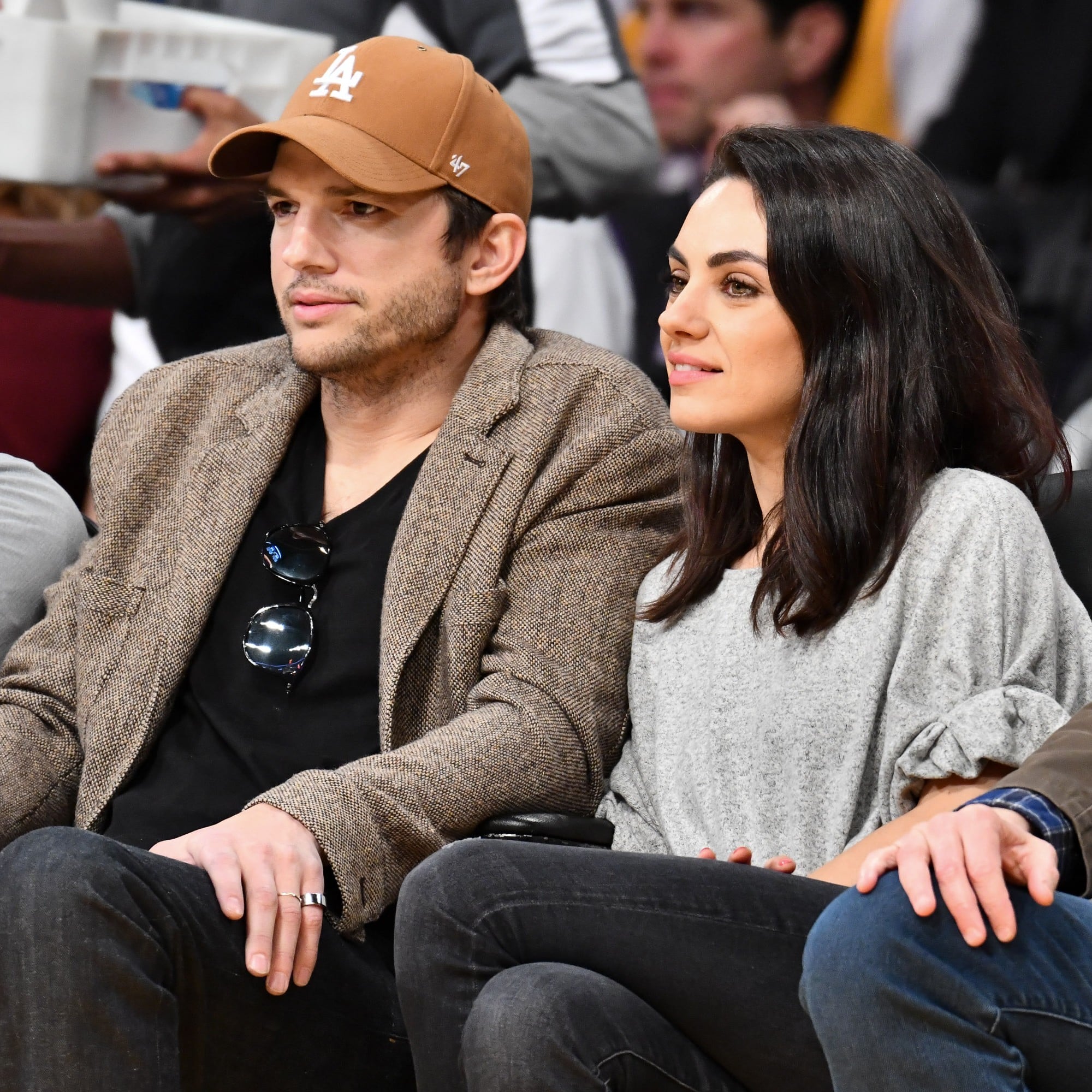 Ashton Kutcher And Mila Kunis At Lakers Game January 2019 Popsugar