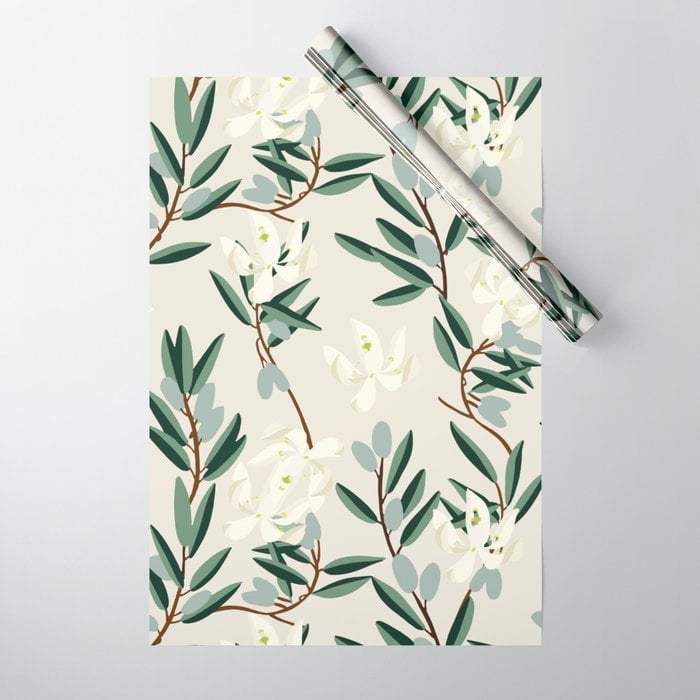 Society6 Olive Bloom Wrapping Paper