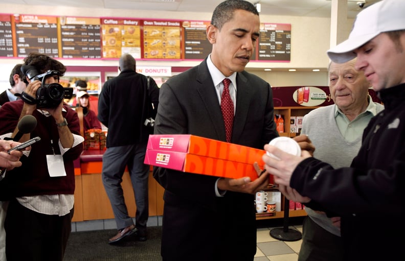 Buying Dunkin' Donuts for New Hampshire campaign volunteers in 2008