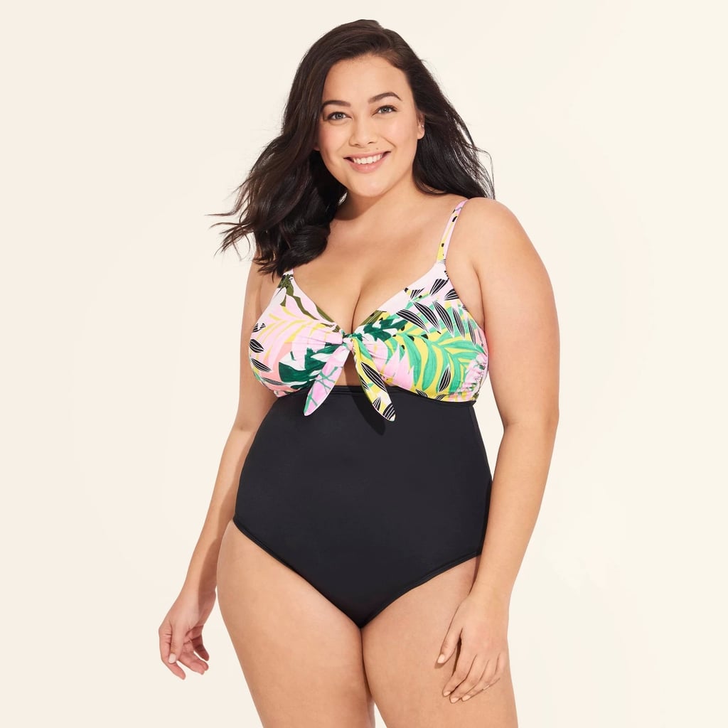 Plus Size Slimming Control Tie Front One Piece Swimsuit Best Plus