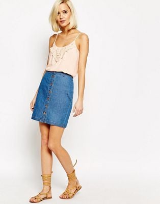 Vero Moda Front Button Up Denim Skirt