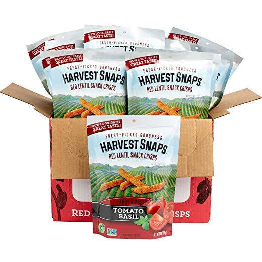 Harvest Snaps Red Lentil Snack Crisps, Tomato Basil