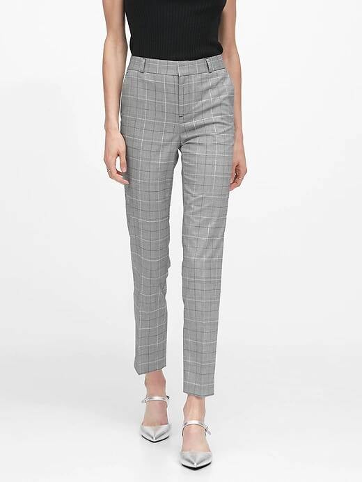 Avery Straight-Fit Metallic Ankle Pant
