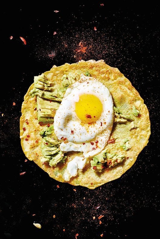 Chickpea Crepes With Fried Eggs and Avocado