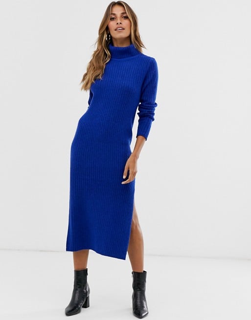 ASOS DESIGN Chunky Midi Dress with Side Split in Recycled Blend