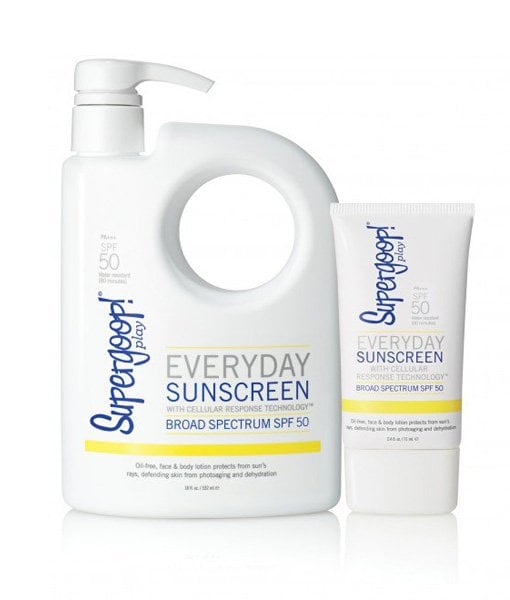"You must bring sunblock with you no matter where you go. I have been using Supergoop! lately. The beach girl in your life will appreciate the practical gift." 
Supergoop! Everyday Sunscreen With Cellular Response Technology SPF 50 ($48)