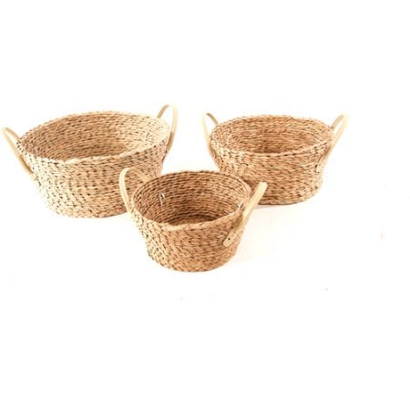 Round Storage Baskets, Set of 3, Natural