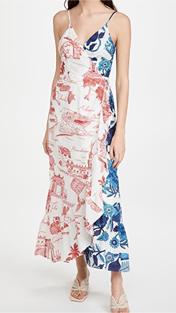 Farm Rio Dual White Prints Wrap Dress